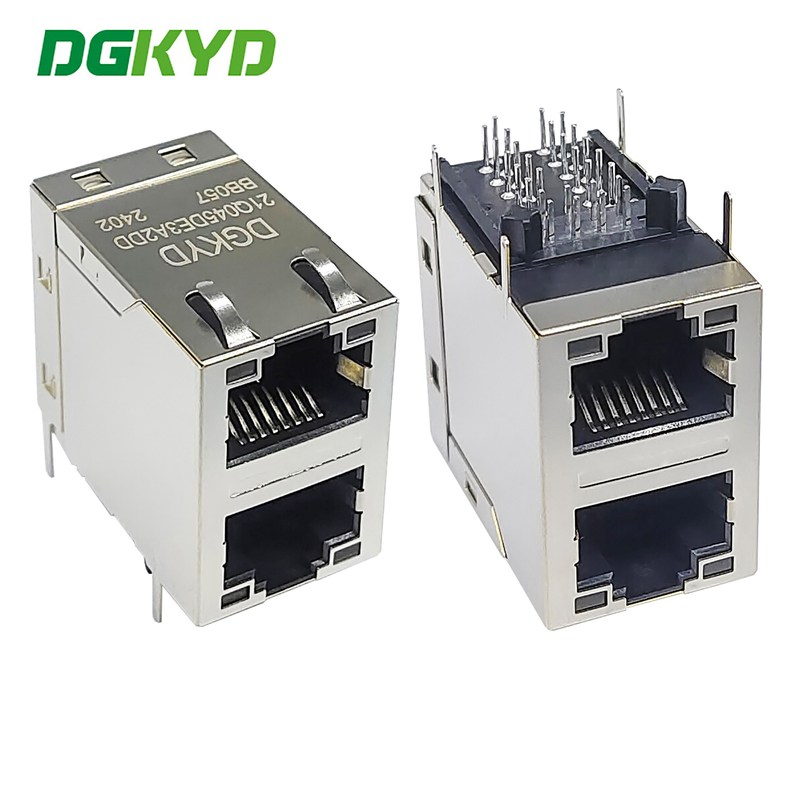 DGKYD21Q145DE3A2DDBB057 2X1 Dual Port Modular Interface RJ45 Ethernet Gigabit Filtering Integrated Transformer 30U