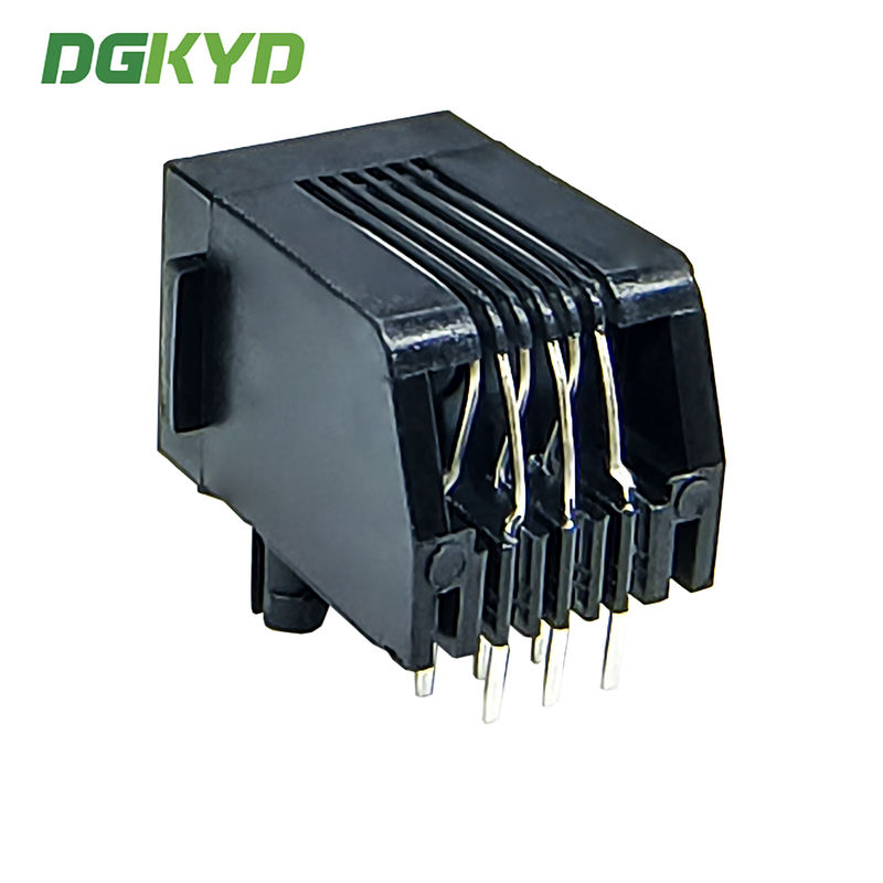 5 Pezzi Connettore Modulare RJ11 6P6C Per Telefono PCB - Jack A 6 Pin Con Passo 2mm E Distanza Saldatura 12mm (Nero/Oro)