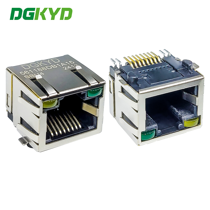 DGKYD561188DB1A15SBU4 Single Port Connector Network Socket 1X1 8P8C SMD With Light Strip Shielded Patch RJ45 Interface