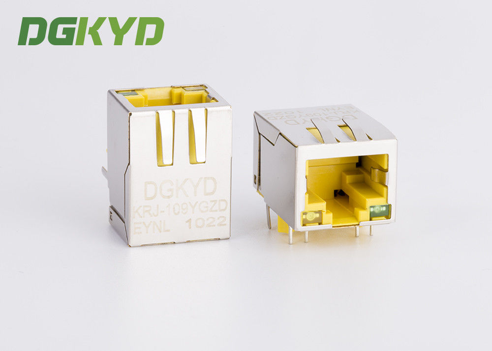 10 / 100 baseT RJ45 PCB connector with LAN Filter for Adsl, yellow housing