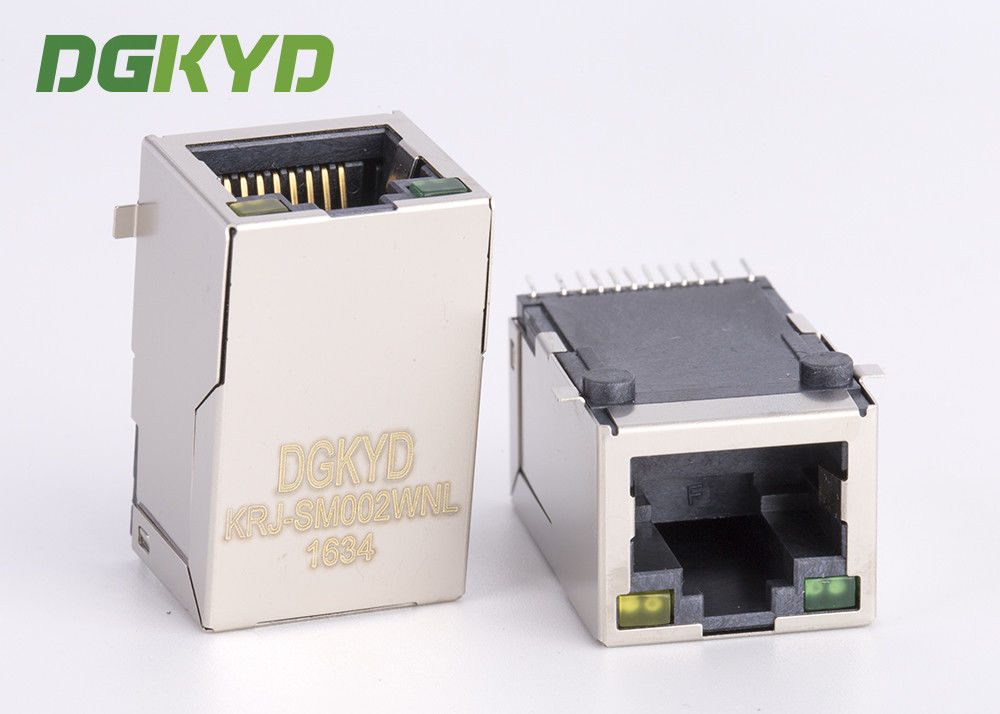 Shielded 10/100 Base 8P8C SMD RJ45 PCB Connector Intergrated Magnetics KRJ-SM002WNL