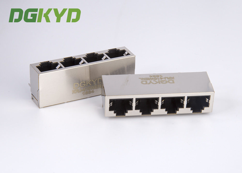 1 x 4 Multiple Port cat5 RJ45 PCB Socket Connector Female For Communication