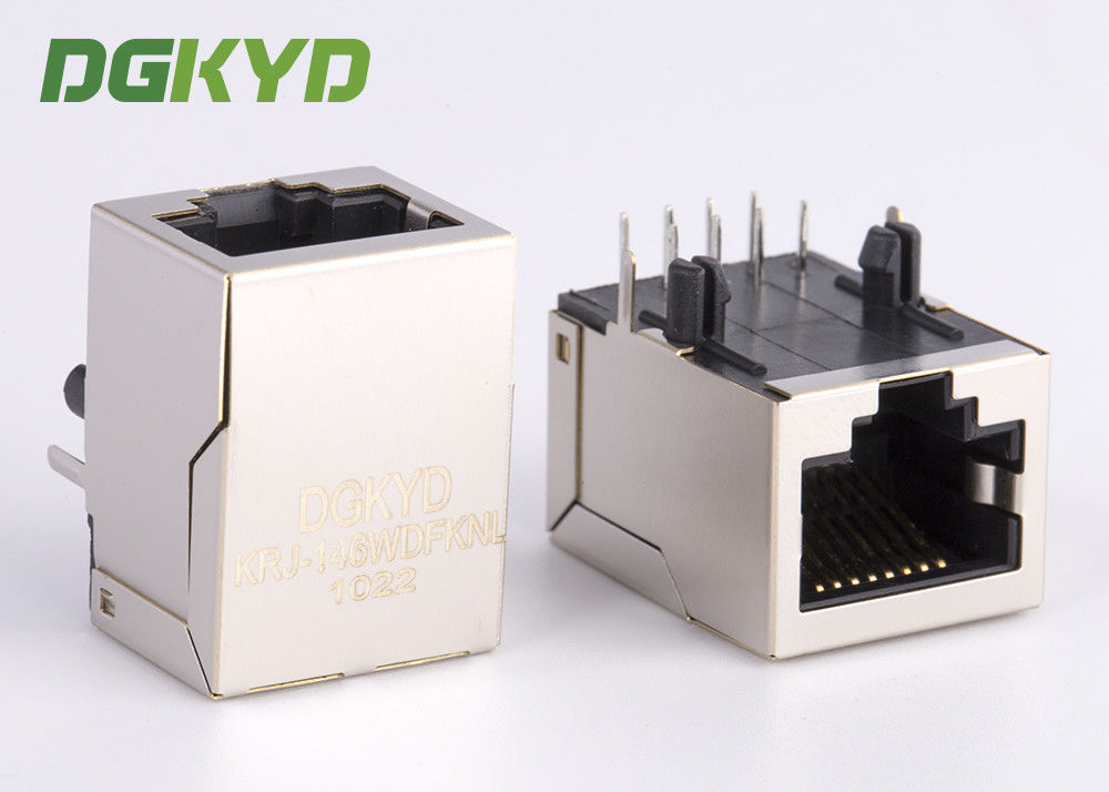 Customized 10/100base - T RJ45 Modular Connector With Transformer 1 X 1 Tab Down