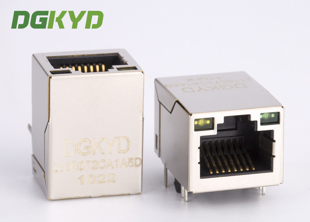 Metal Shielded 100MB RJ45 Integrated Magnetics Connector Module With POE Single Port Tap Up