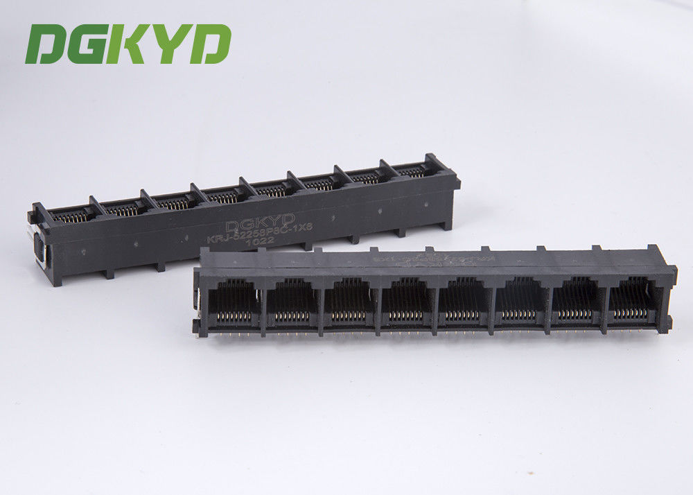 90 degrees 1x8  right angle RJ45 Female Jack 8 ports network switch connectors