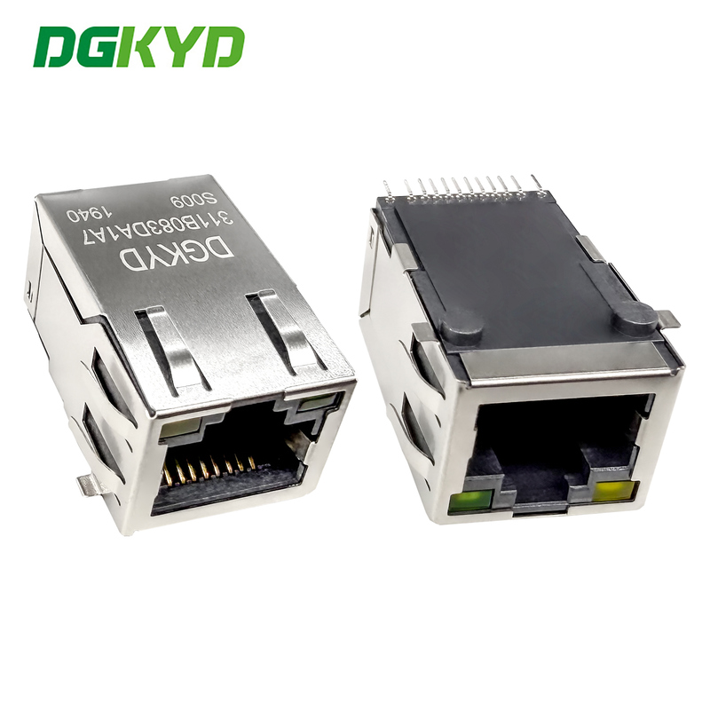 DGKYD311B083DA1A7S009 SMT RJ45 Magnetic Jack 100 Base-T Adjustment Plate With Leds