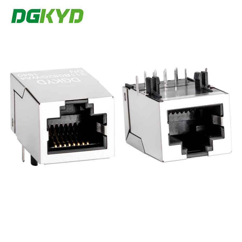 100Mbps RJ45 Shielded Connector with 6U Gold Plating and Integrated Transformer