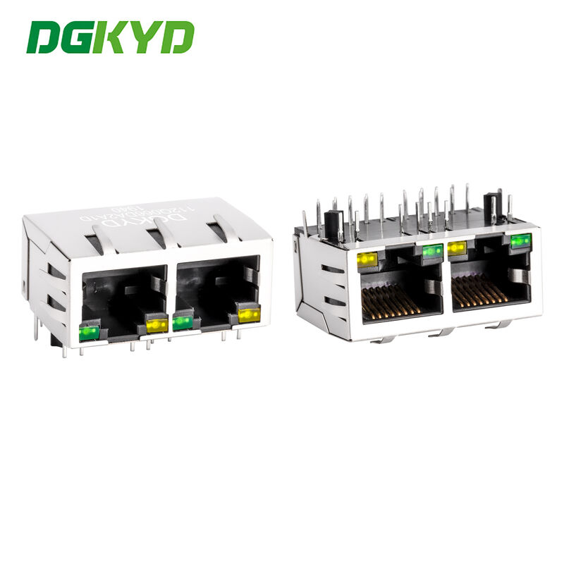 RJ45 Ethernet Connector Gigabit Integrated Transformer with LED and Metal Shield DGKYD112Q066DA2A1D