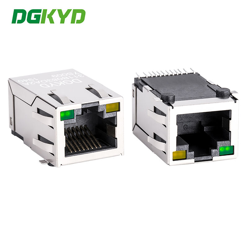SMT Single Port RJ45 Shielded Connector with LED Metal Shielded RJ45 Modular Jack