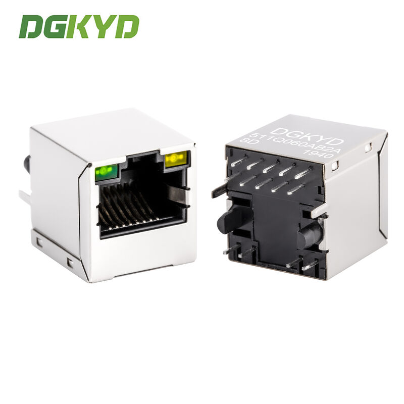 Vertical Gigabit Integrated Filter Single Port RJ45 Shielded Connector Ethernet RJ45 Connector for PCB Mount