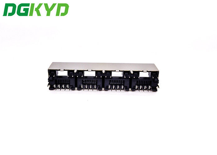 180 Degree 1X4 RJ45 Ethernet Connector With LED