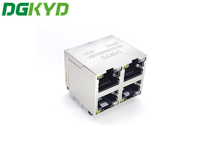 DGKYD59212288AE5A1DY1E022 2X2 Ports 180 Degree RJ45 Network Connectors With LED