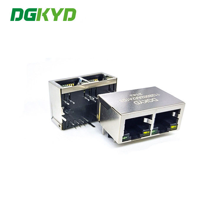 DGKYD112B002AA2A1D3 Rj45 Socket 1x2 Port 8P8C 100M Integrated Filter Connector Shielded Socket With LED Light