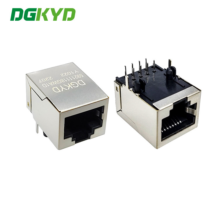 DGKYD59211118GWA1DY1022 Shielded Modular 8pin Female RJ45 Ethernet Connector Without LED