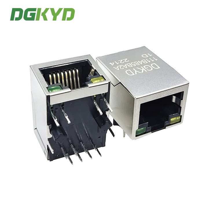 DGKYD111B485BA2A1D Fast Ethernet Connector Single Port 8P8C RJ45 Magnetic Jack Network Connector With LED