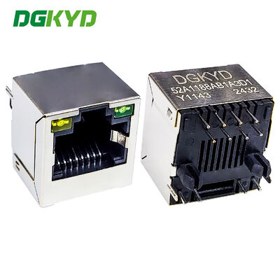 RJ45 Without Transformer Network Port Socket 8P8C With LED Direct Insertion Vertical RJ45 DGKYD52A1188AB1A3D1Y1143