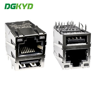 RJ45+USB2.0 network connector with light and shielding interface socket DGKYD611U2Q008DF5WD