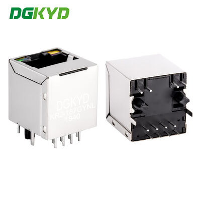High Performance 180 Degree Top Entry RJ45 Jack With Transformer Cat 5 KRJ-187GYNL