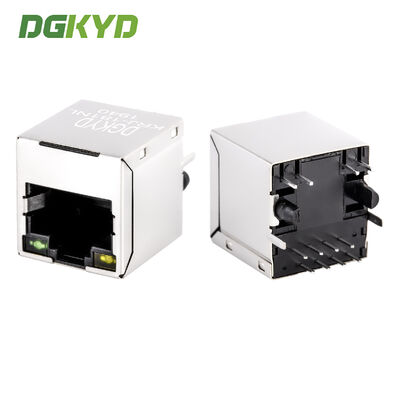 KRJ-181NL 180 Degree Cat5e Rj45 Connector Vertical Mesh Outlet Socket RoHS With Internal Magnetics And LED