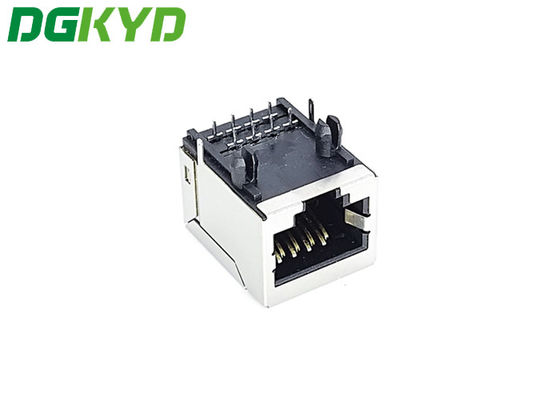 PA66 Black Ethernet Rj45 Connector DIP PCB Mount Without Lamp Flat 8PIN