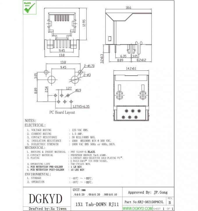 Connecteur Réseau Femelle,Port Unique,Rj45 11 6p6c,Prise Modulaire - Buy Broches