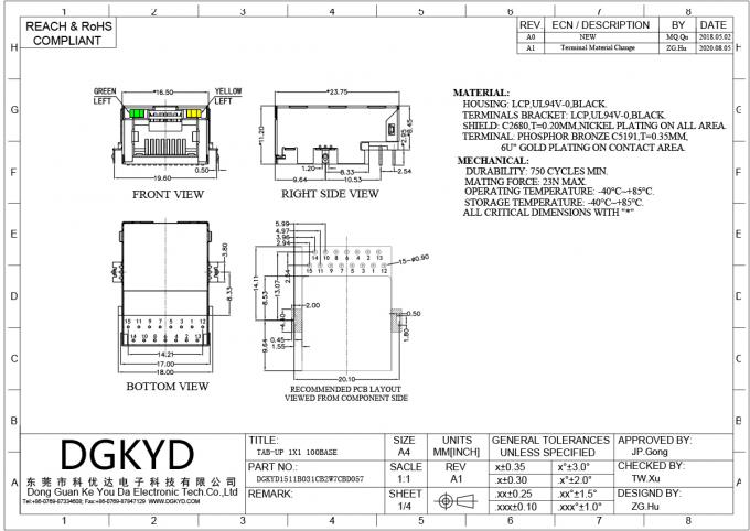 Transforme Sinking RJ45 Direct Insertion Network Port With Transformer, Thin Sinking Plate ...